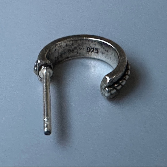 Sterling Silver Braided Huggy Hoop Earrings - Picture 3 of 13